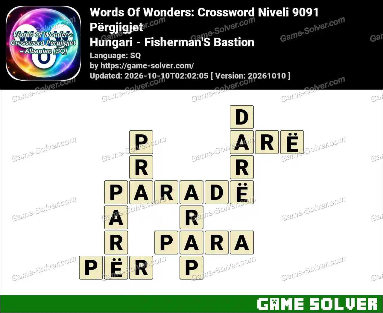 Words Of Wonders: Crossword Niveli 9091 Përgjigjet – Hungari – Fisherman’S Bastion
